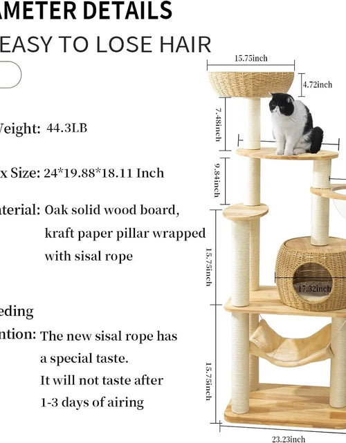 Load image into Gallery viewer, 59&quot; Big Modern Cat Tree Tower, Cat Tower Sisal-Covered Scratching Posts for Indoor Cats
