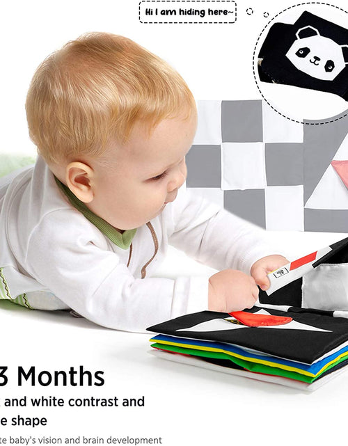 Load image into Gallery viewer, Baby Books Toys, Black and White Baby Toys, High Contrast Newborn Toys, Crinkle Sensory Toy, Montessori Toys, Tummy Time Toys, Baby Toys 0-3-6-9-12 Months, Infant Baby Boy Girl Gift, Mirror Toy
