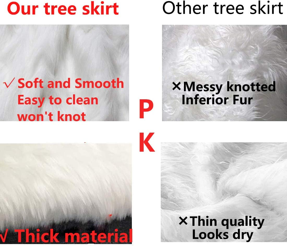 48 Inch Christmas Tree Plush Skirt Decoration for Merry Christmas Party Faux Fur Christmas Tree Skirt Decorations