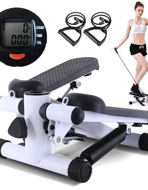 Load image into Gallery viewer, Steppers for Exercise, Stair Stepper with Resistance Bands, Mini Stepper Health &amp; Fitness Stepper with LCD Monitor White
