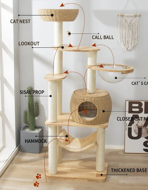 Load image into Gallery viewer, 59&quot; Big Modern Cat Tree Tower, Cat Tower Sisal-Covered Scratching Posts for Indoor Cats
