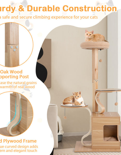 Load image into Gallery viewer, 4-Layer Wooden Cat Tree 51 Inch Tall Cat Tower with Condo and Washable Cushions
