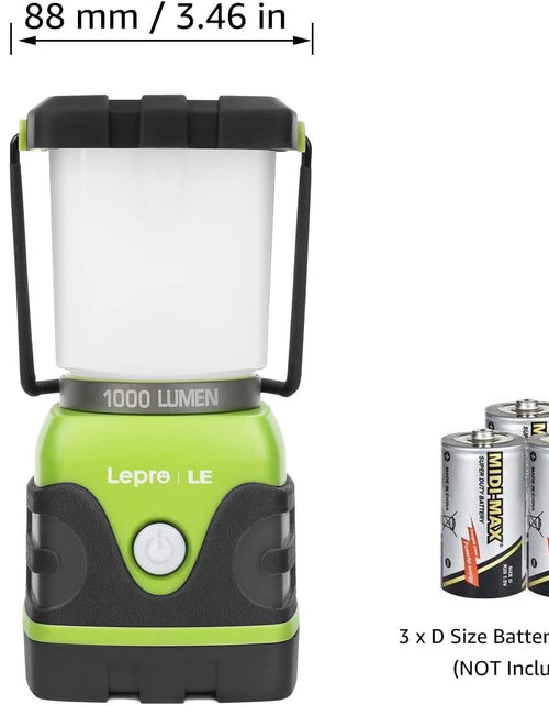 Load image into Gallery viewer, LE 1000LM Battery Powered LED Camping Lantern, Waterproof Tent Light with 4 Light Modes, Camping Essentials, Portable Lantern Flashlight for Camping, Hurricane, Emergency, Hiking, Power Outages
