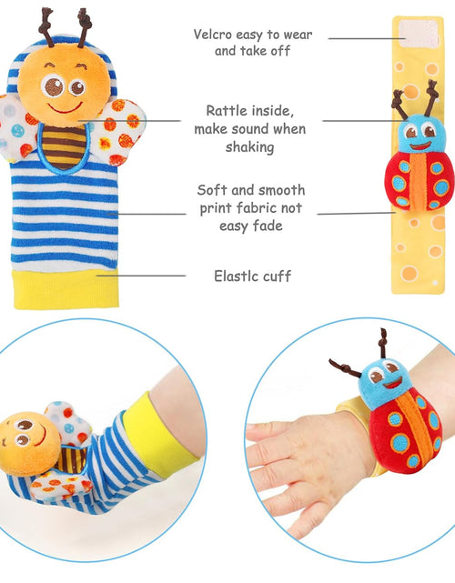 Load image into Gallery viewer, Baby Soft Rattle Toy Foot Finder Socks Wrists Rattles Ankle Leg Feet Hand Arm Bracelet Activity Rattle Baby Shower Present Gift for Neborn Baby Infant Boy Girl Bebe (8 Pcs)
