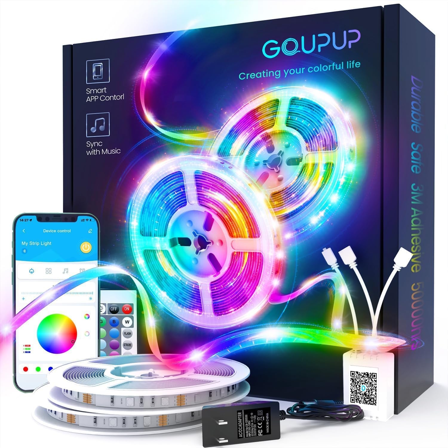 100 FT LED Strip Lights,Rope Lights,Bluetooth APP Control,Color Changing Light Strip,Lights Sync with Music,Para Cuarto,Led Lights for Bedroom（Packaging Error Described as 30FT）