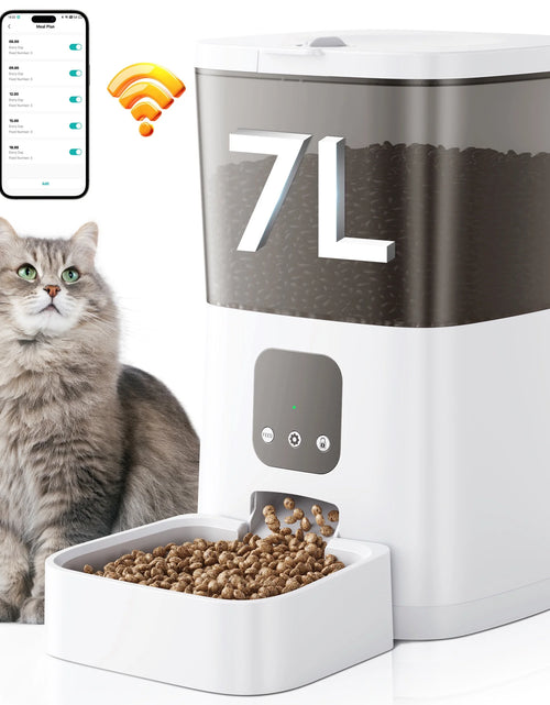 Load image into Gallery viewer, 7L Automatic Smart Food Dispenser Pet Feeder, Wi-Fi Timed with APP Remote Feeding for Cats and Dogs White 13.10 X 6.50 X 12.60 In
