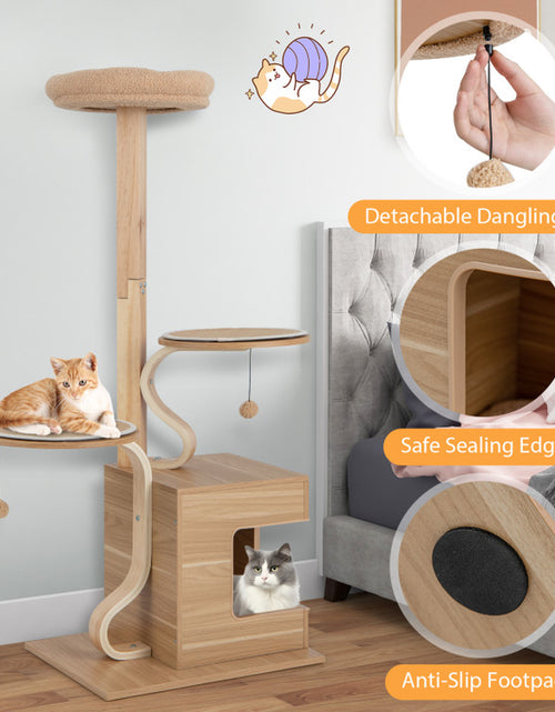 Load image into Gallery viewer, 4-Layer Wooden Cat Tree 51 Inch Tall Cat Tower with Condo and Washable Cushions
