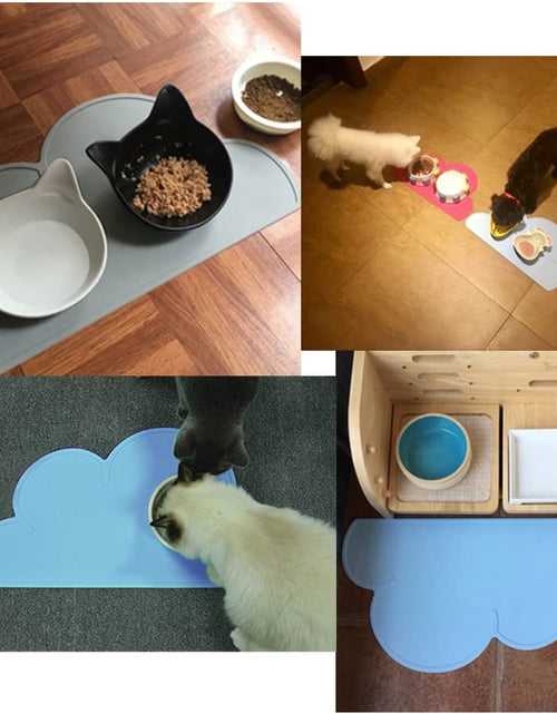 Load image into Gallery viewer, Pet Food Mats–Dog Cat Feeding Mat Top Grade Cloud Silicone Pad Anti-Slip Waterproof Anti-Slip Bowl Placemat (Blue)
