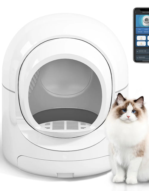 Load image into Gallery viewer, Self Cleaning Cat Litter Box,App Control Support,Odor Removal,85L Large Capacity,White&amp;Gray
