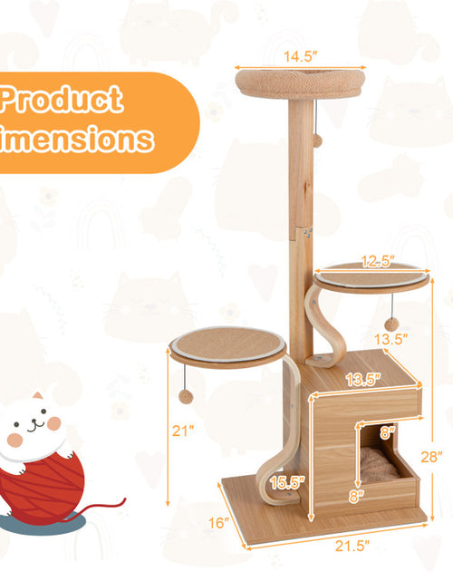 Load image into Gallery viewer, 4-Layer Wooden Cat Tree 51 Inch Tall Cat Tower with Condo and Washable Cushions
