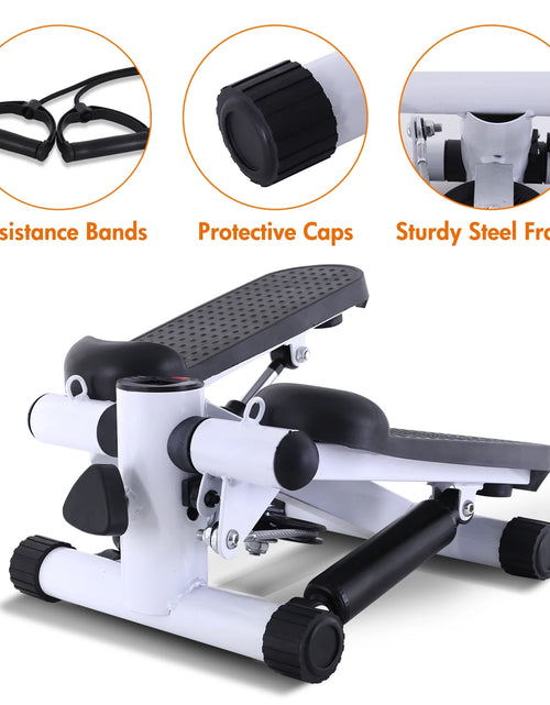 Load image into Gallery viewer, Steppers for Exercise, Stair Stepper with Resistance Bands, Mini Stepper Health &amp; Fitness Stepper with LCD Monitor White
