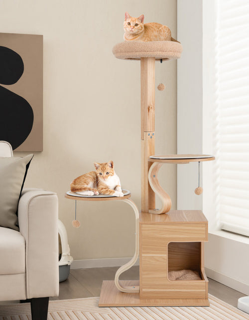 Load image into Gallery viewer, 4-Layer Wooden Cat Tree 51 Inch Tall Cat Tower with Condo and Washable Cushions
