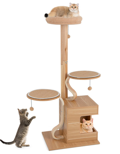 Load image into Gallery viewer, 4-Layer Wooden Cat Tree 51 Inch Tall Cat Tower with Condo and Washable Cushions
