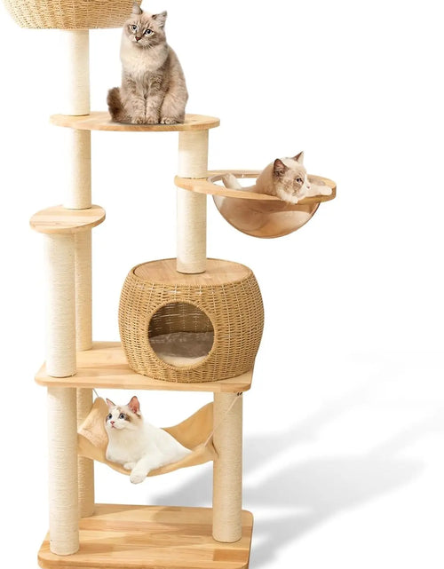 Load image into Gallery viewer, 59&quot; Big Modern Cat Tree Tower, Cat Tower Sisal-Covered Scratching Posts for Indoor Cats
