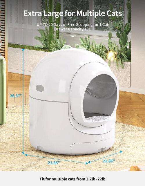 Load image into Gallery viewer, Self Cleaning Cat Litter Box,App Control Support,Odor Removal,85L Large Capacity,White&amp;Gray
