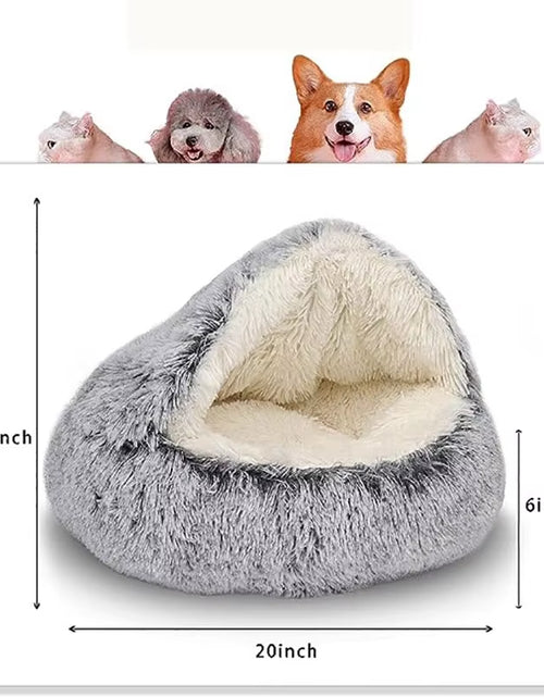 Load image into Gallery viewer, Soft Plush Pet Bed with Cover round Cat Bed Pet Mattress Warm Cat Dog 2 in 1 Sleeping Nest Cave for Small Dogs
