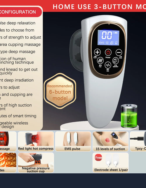 Load image into Gallery viewer, Electric Meridian Cupping Body Gua Sha Massager Vibrate Microcurrent Hot Compress Scraping Lymphatic Drainage Machine Fat Burner
