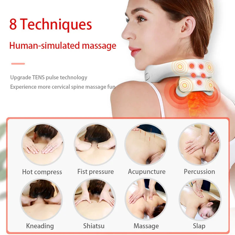 Smart Neck Massage Instrument Portable Shoulder Neck Massage Cervical Vertebra Health Care Vibrator Heating Compress Massage