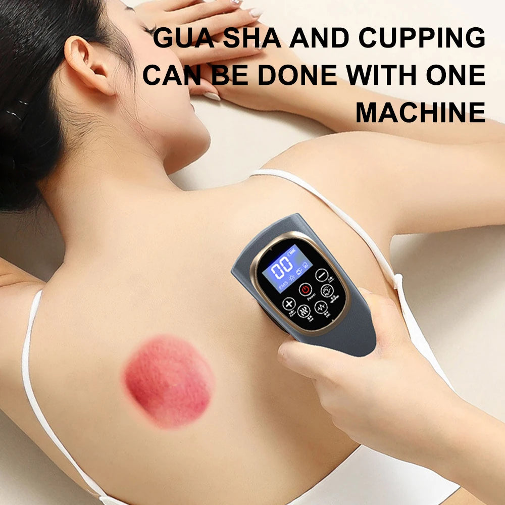 Electric Meridian Cupping Body Gua Sha Massager Vibrate Microcurrent Hot Compress Scraping Lymphatic Drainage Machine Fat Burner