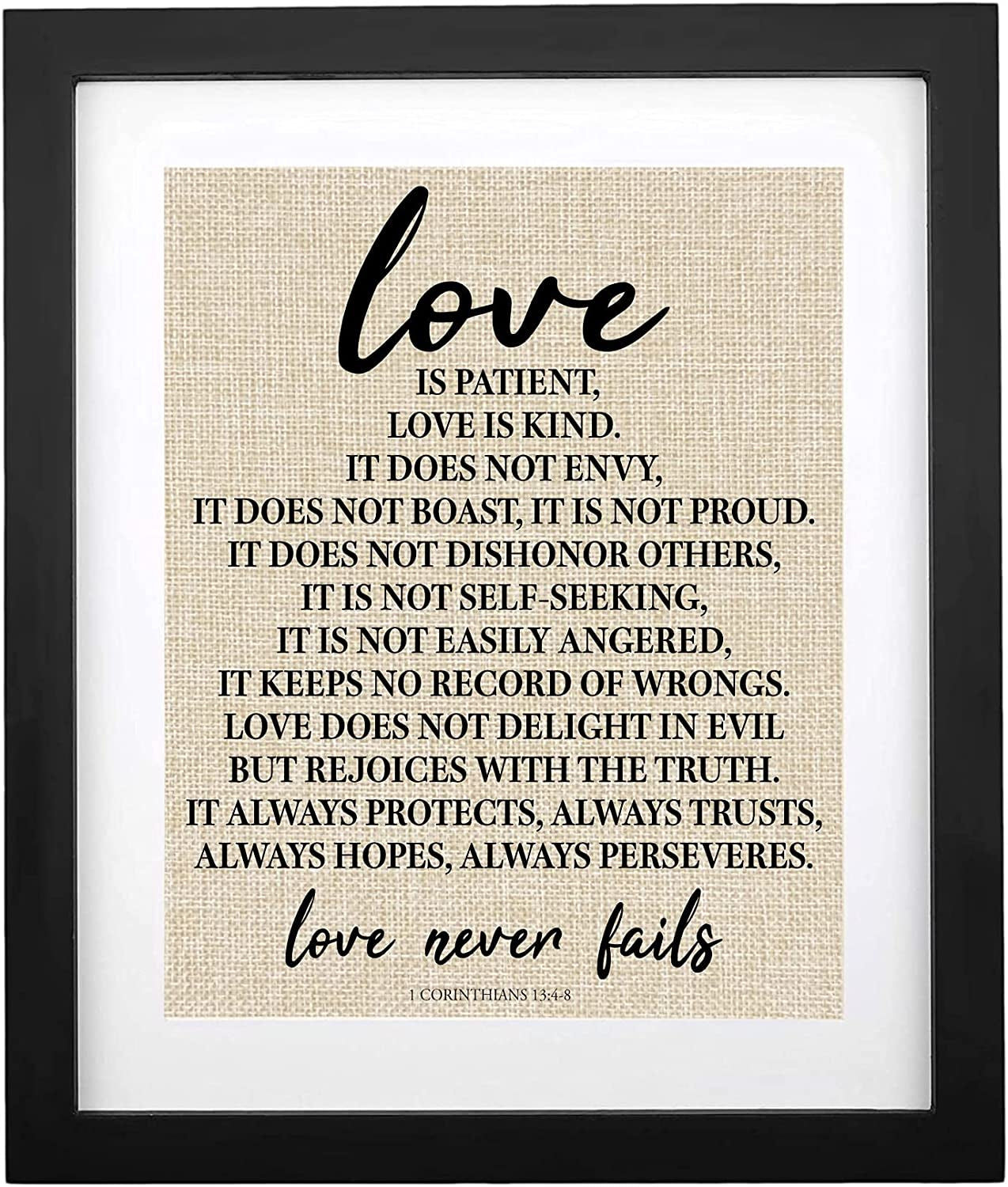 - 1 Corinthians 13, Love Is Patient Love Is Kind Love Never Fails Farmhouse Wall Sign