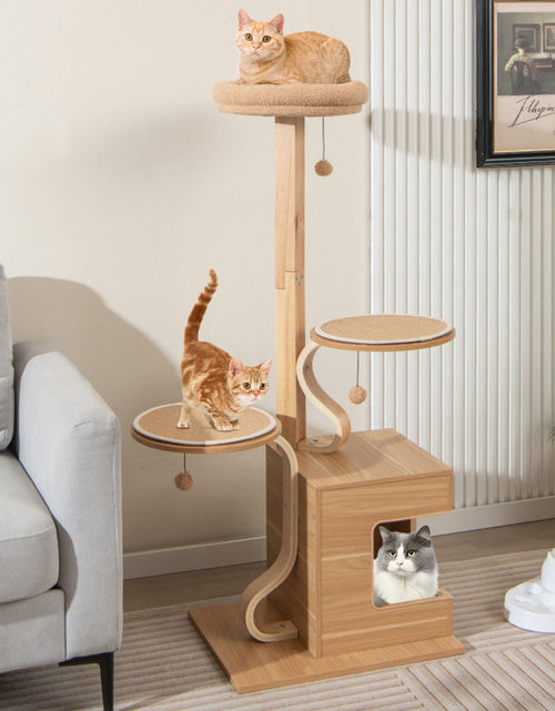 Load image into Gallery viewer, 4-Layer Wooden Cat Tree 51 Inch Tall Cat Tower with Condo and Washable Cushions
