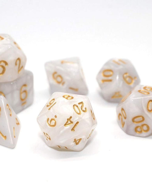 Load image into Gallery viewer, DND Dice Set Pearl White RPG 7-Die Dice Set Fit Dungeons and Dragons(D&amp;D) Pathfinder MTG Role Playing Games Polyhedral Dice with Dice Pouch
