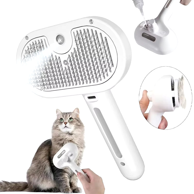 3-In-1 Dog Hair Brush Cat Hair Brush Electric Pet Cleaning Brush Steam Spray Brush Massage Hair Removal Comb Anti-Tangle Brush