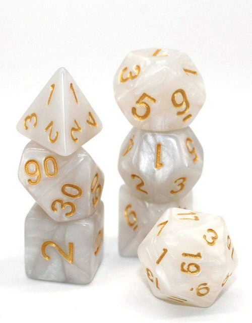 Load image into Gallery viewer, DND Dice Set Pearl White RPG 7-Die Dice Set Fit Dungeons and Dragons(D&amp;D) Pathfinder MTG Role Playing Games Polyhedral Dice with Dice Pouch
