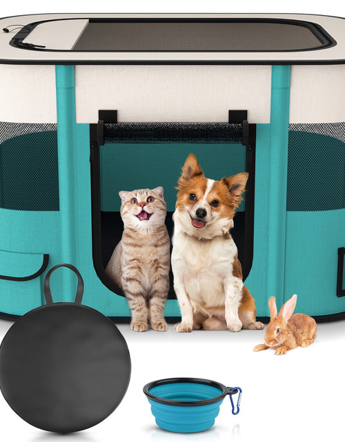 Load image into Gallery viewer, Pet Playpen, Foldable Portable Dog Cat Playpens Exercise Kennel Tent, Removable Shade Cover, Indoor Outdoor Travel Camping Use
