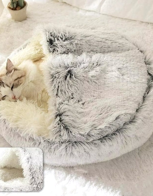 Load image into Gallery viewer, Soft Plush Pet Bed with Cover round Cat Bed Pet Mattress Warm Cat Dog 2 in 1 Sleeping Nest Cave for Small Dogs
