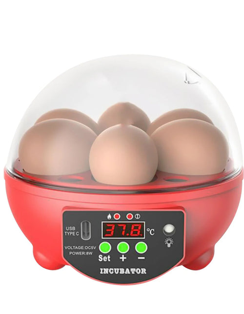 Load image into Gallery viewer, Automatic Digital Poultry Ing Machine, Automatic Egg Turner Temperature Control Small 6 Egg Incubator for Chicken Ducks Quail Red
