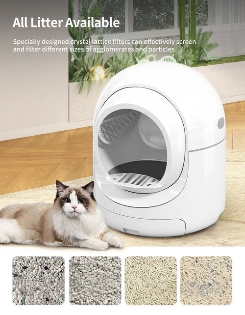 Load image into Gallery viewer, Self Cleaning Cat Litter Box,App Control Support,Odor Removal,85L Large Capacity,White&amp;Gray
