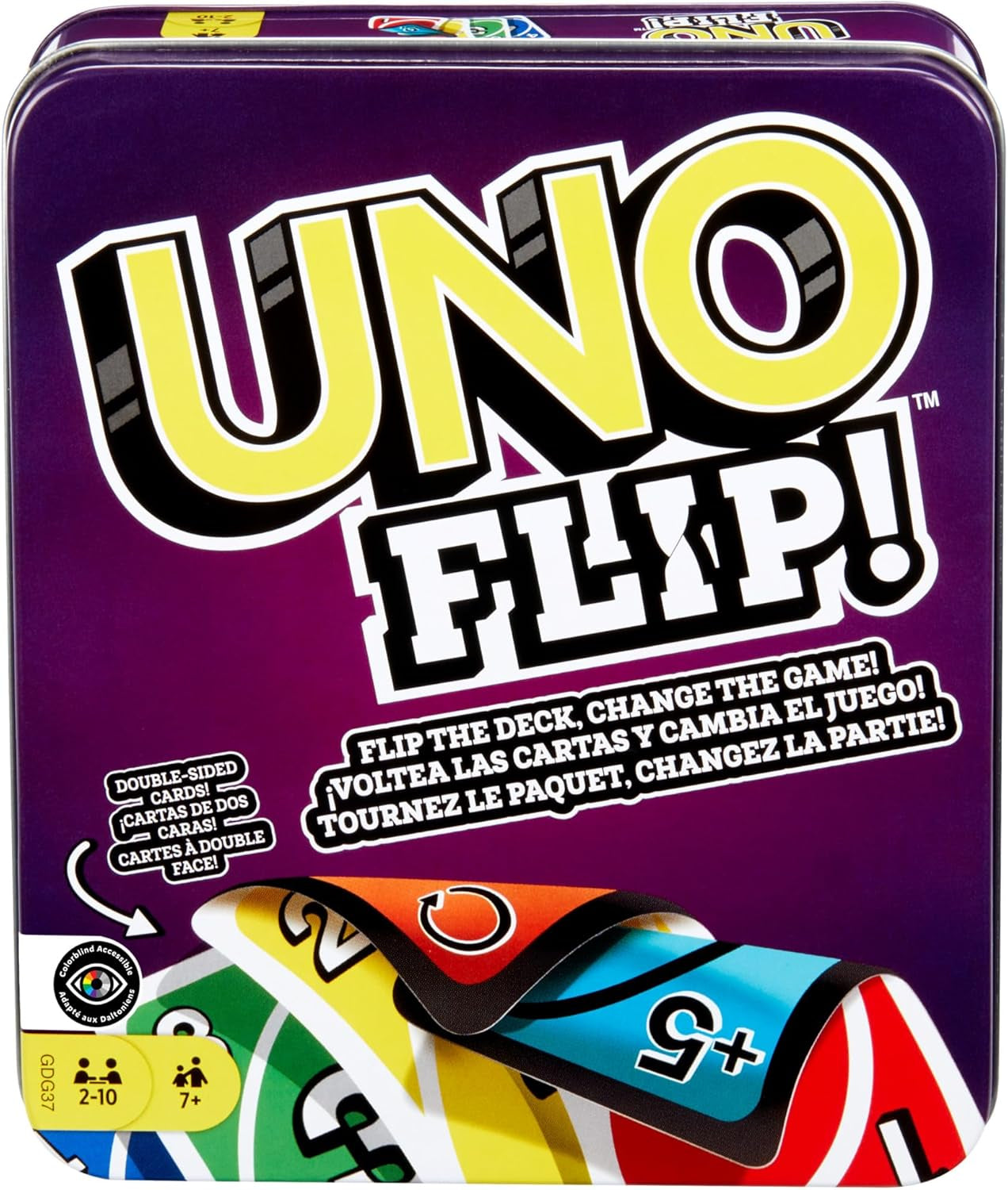 UNO FLIP! Family Card Game, with 112 Cards in a Sturdy Storage Tin, Makes a Great Toy for 7Y+ and up UNO FLIP! Family Card Game, with 112 Cards in a Sturdy Storage Tin (Amazon Exclusive)