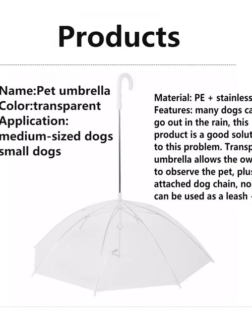 Load image into Gallery viewer, 2022 New Pet Umbrella Leash Rainproof Snowproof Dog Umbrella Leash for Small Dogs Adjustable Doggy Umbrella
