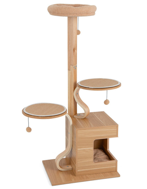 Load image into Gallery viewer, 4-Layer Wooden Cat Tree 51 Inch Tall Cat Tower with Condo and Washable Cushions
