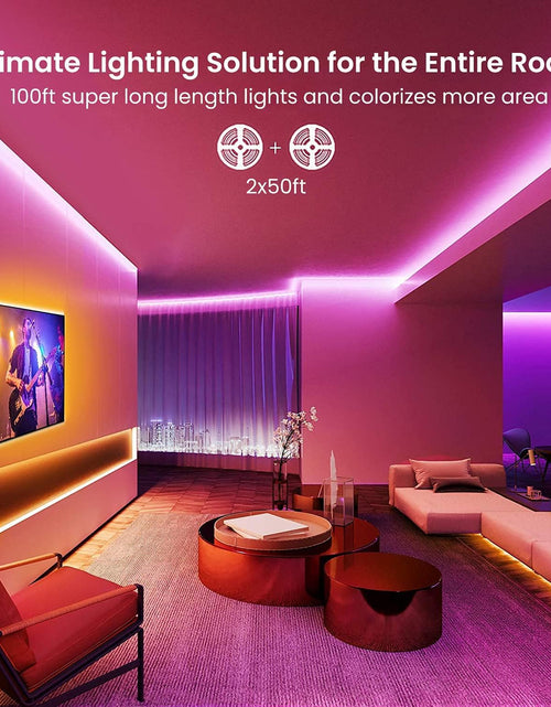 Load image into Gallery viewer, 100 FT LED Strip Lights,Rope Lights,Bluetooth APP Control,Color Changing Light Strip,Lights Sync with Music,Para Cuarto,Led Lights for Bedroom（Packaging Error Described as 30FT）
