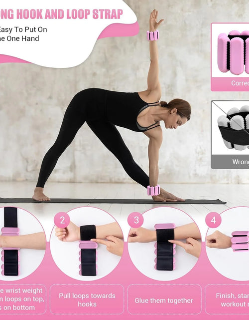 Load image into Gallery viewer, Pilates Wrist &amp; Ankle Weights for Women, Wearable Strong Arm &amp; Leg Weights Set of 2(1Lbs Each), Adjustable Ankle Weights for Walking, Yoga, Dance, Barre,Gym
