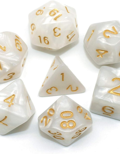 Load image into Gallery viewer, DND Dice Set Pearl White RPG 7-Die Dice Set Fit Dungeons and Dragons(D&amp;D) Pathfinder MTG Role Playing Games Polyhedral Dice with Dice Pouch
